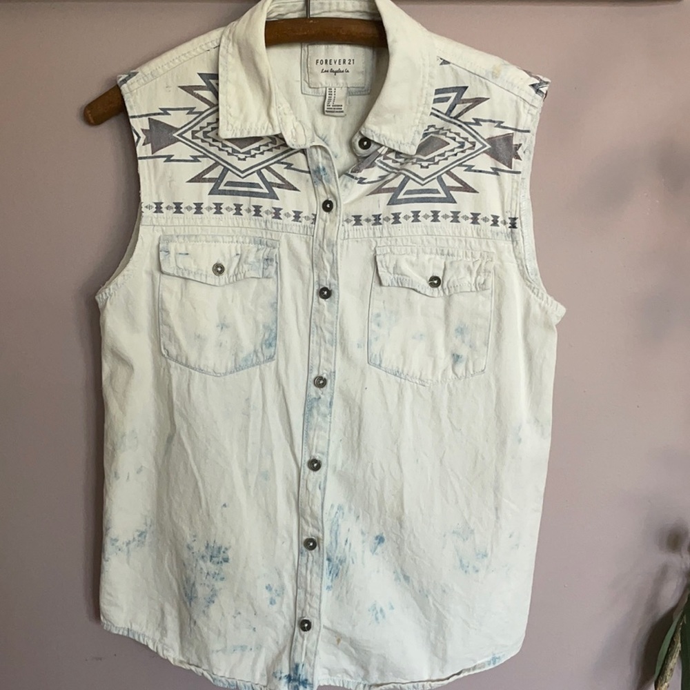 Forever 21 Acid Wash Jean Vest